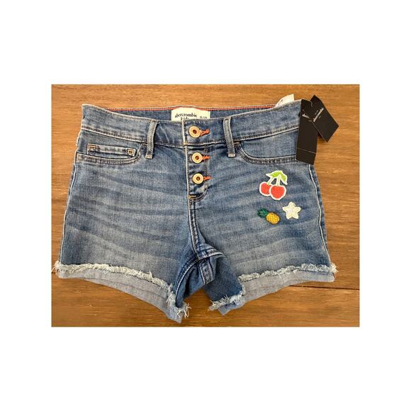 Abercrombie & Fitch Other - Abercrombie Kids Denim Shorts 11/12 Cherry Patch Button Fly Cutoff Shorts NWT